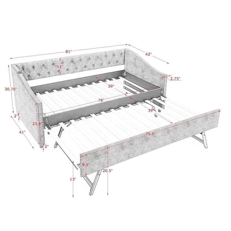 Upholstered Daybed With USB Charging & Pull Out Bed by Unique Piece Furniture