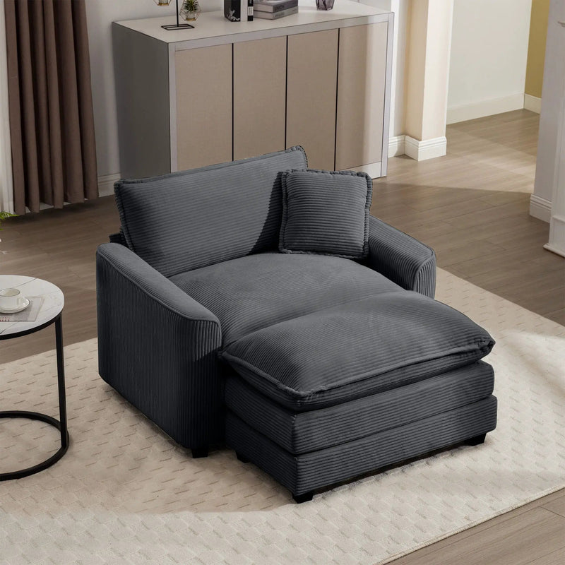 Classic Modern Comfortable Single Chair Deep Seat Sofa With Footstool by HouseOfZazla