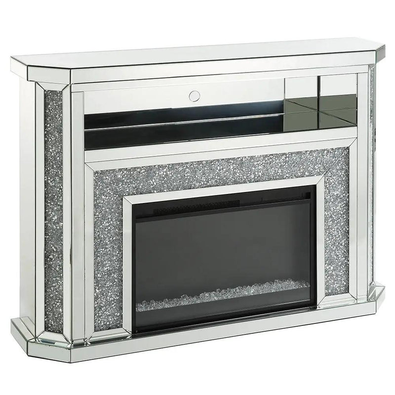Noralie - 51" Fireplace With LED - Mirrored & Faux Diamonds by Unique Piece Furniture