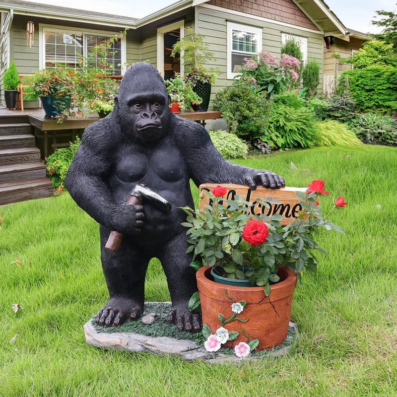 Outdoor Garden Sculpture Chimpanzee Flower Pot Planter by HouseOfZazla
