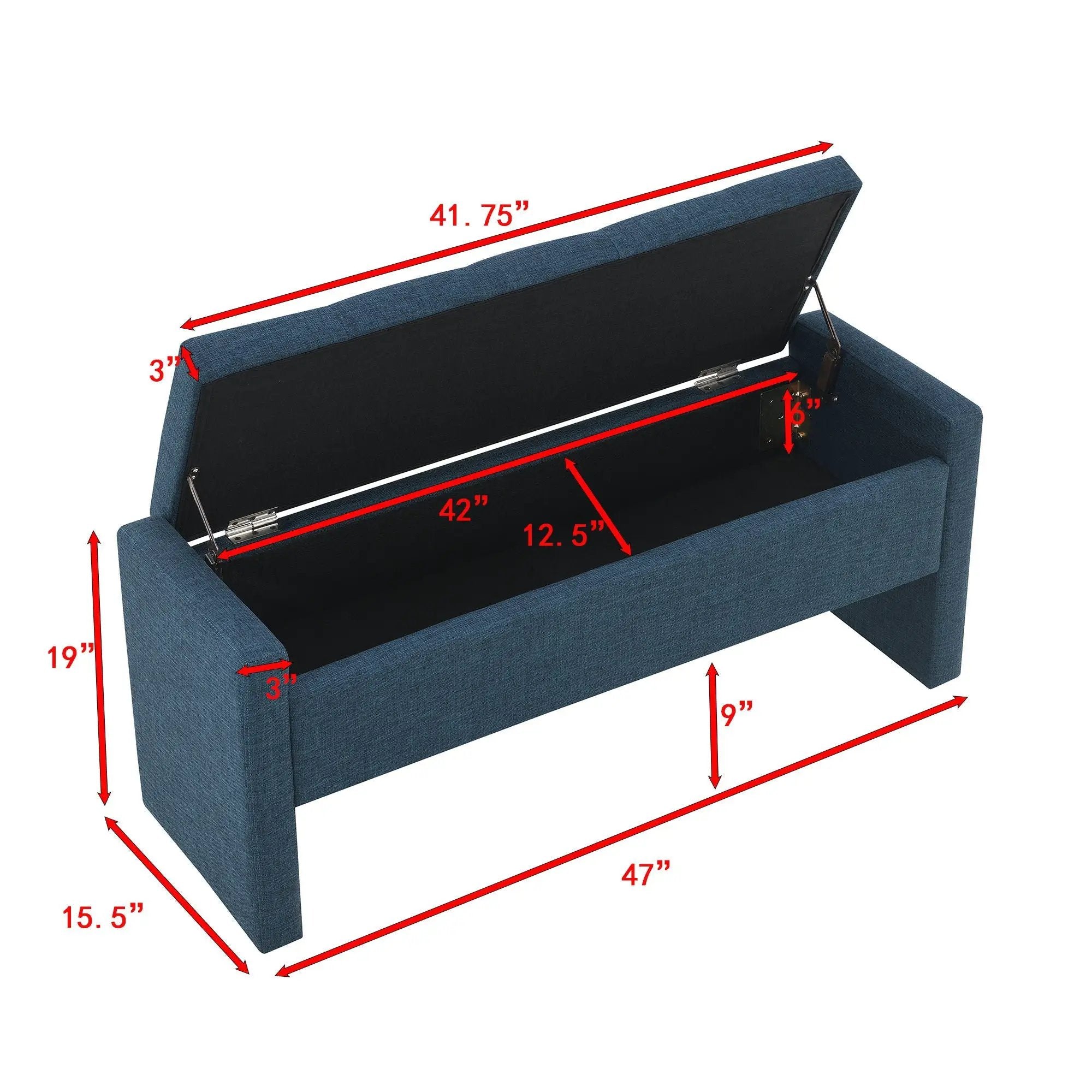 Modern Upholstered Large Bed End Bench With Storage by Unique Piece Furniture