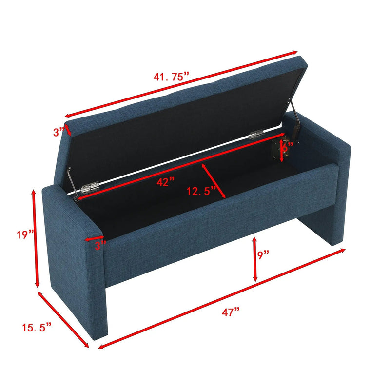 Modern Upholstered Large Bed End Bench With Storage by Unique Piece Furniture