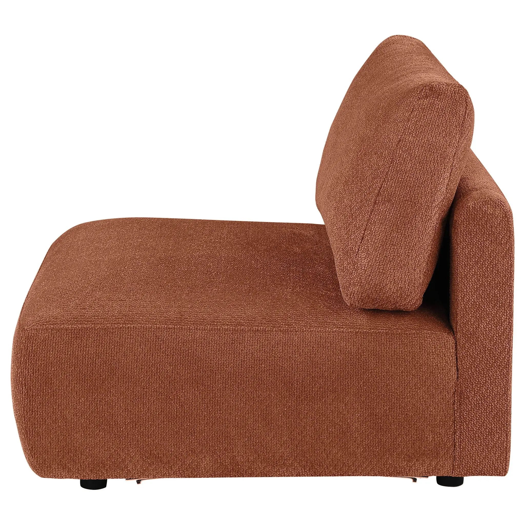 Elysia Chenille Upholstered Modular Armless Chair Coral by Unique Piece Furniture