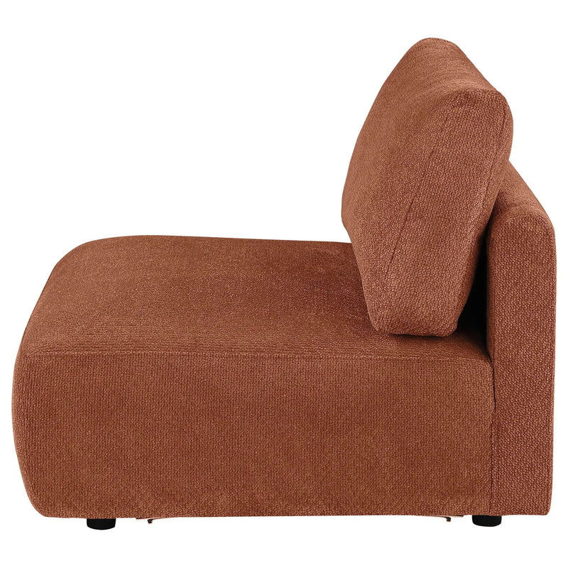 Elysia Chenille Upholstered Modular Armless Chair Coral by Unique Piece Furniture
