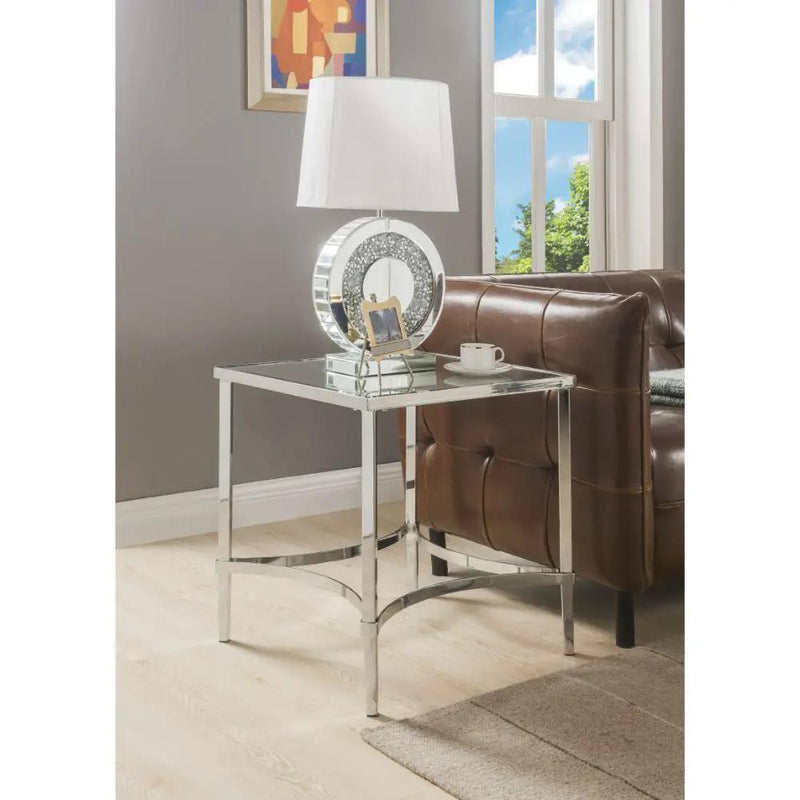 Petunia - End Table - Mirrored & Chrome by Unique Piece Furniture
