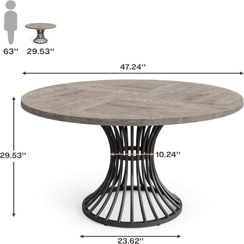 Round Dining Table For 4 - 6, (Table Only) - Gray / Black by HouseOfZazla