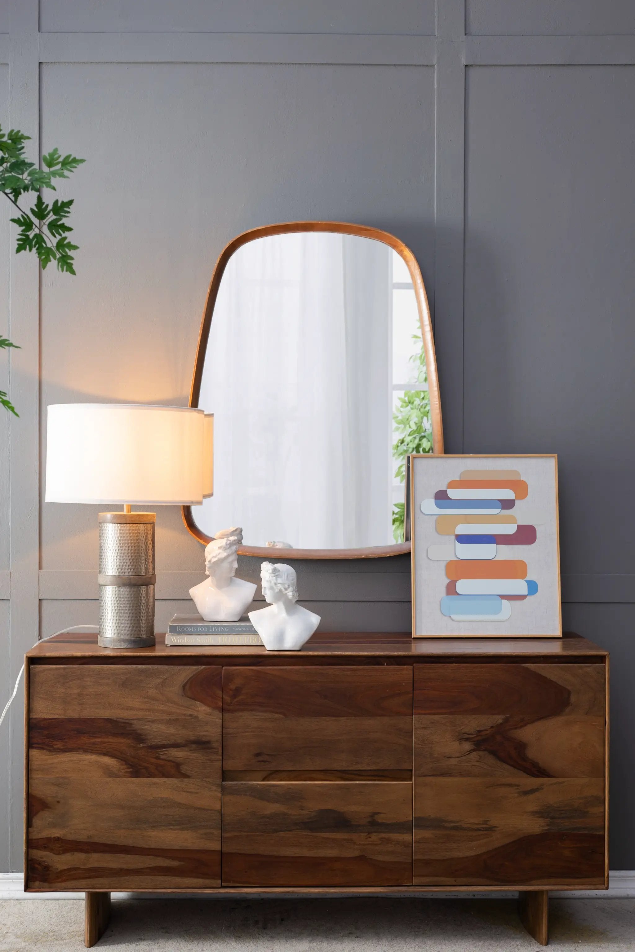D16x24.4" Hammered Iron Table Lamp with Mango Wood by HouseOfZazla