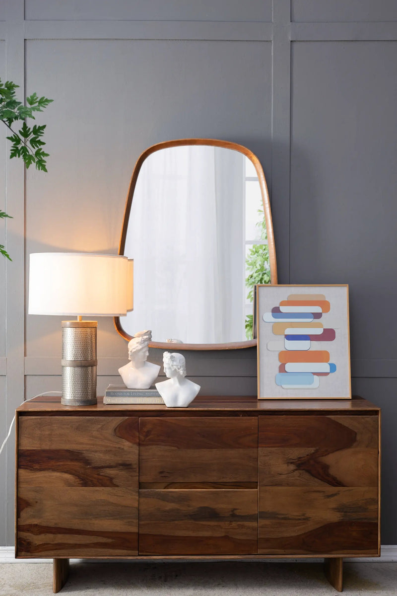 D16x24.4" Hammered Iron Table Lamp with Mango Wood by HouseOfZazla