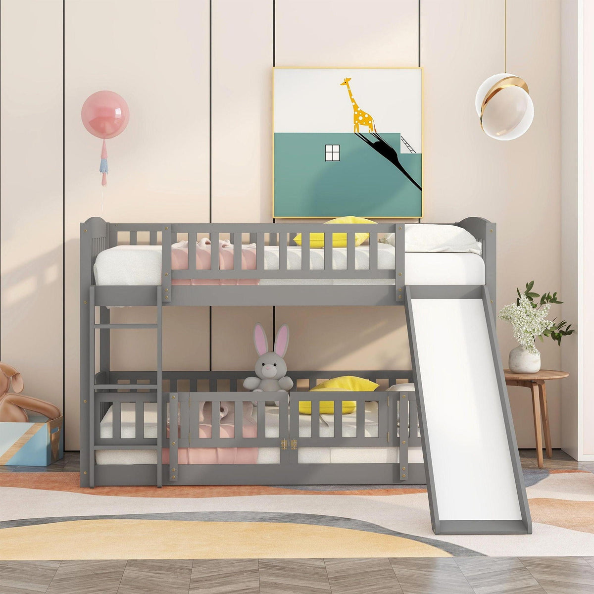 Low Bunk Bed With Slide, Fence And Ladder, photo 35 of 35