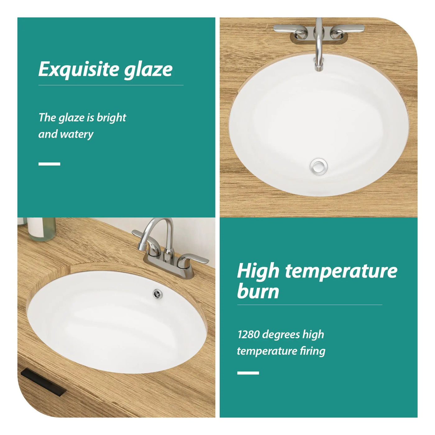 Elegant Ceramic Oval Undermount Bathroom Sink With Overflow by HouseOfZazla