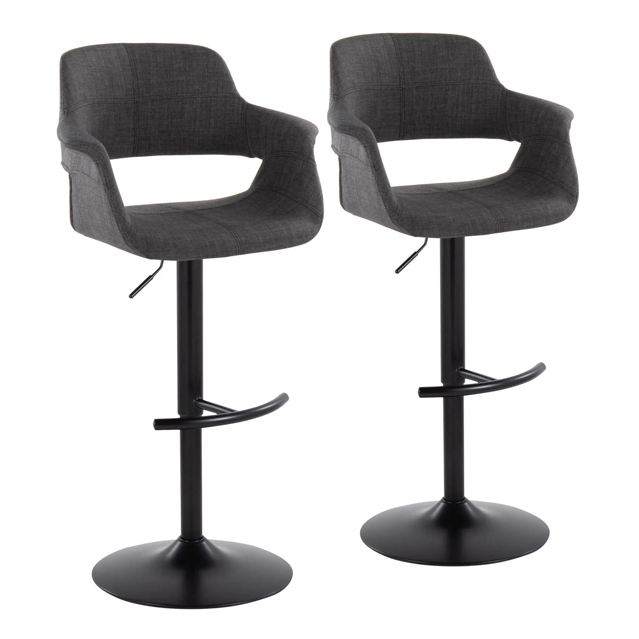 Vintage Flair - Mid Century Modern Adjustable Barstool With Swivel & Rounded T Footrest (Set of 2) by HouseOfZazla
