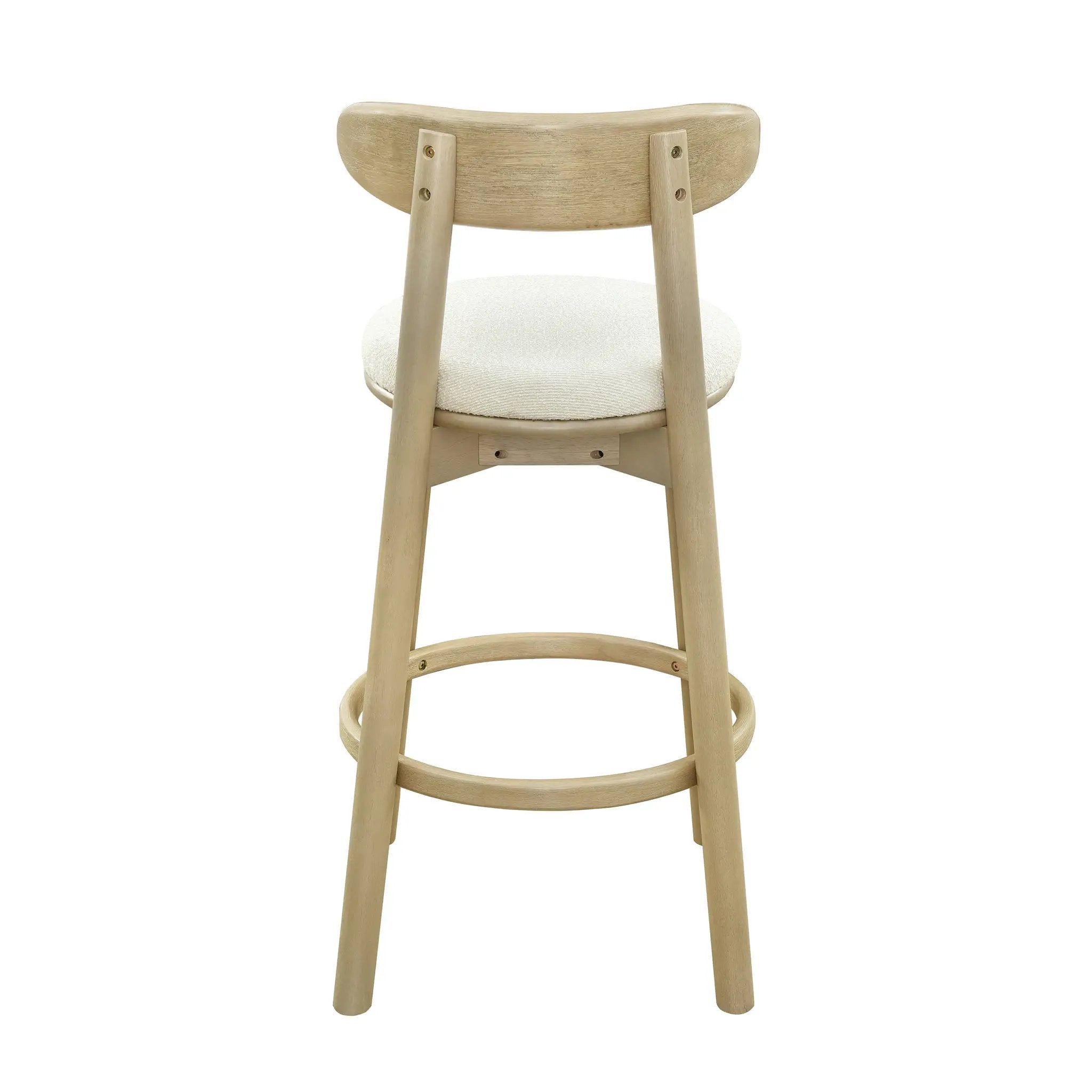 Round Cushion Bar Stools (Natural Ash + Beige) by HouseOfZazla