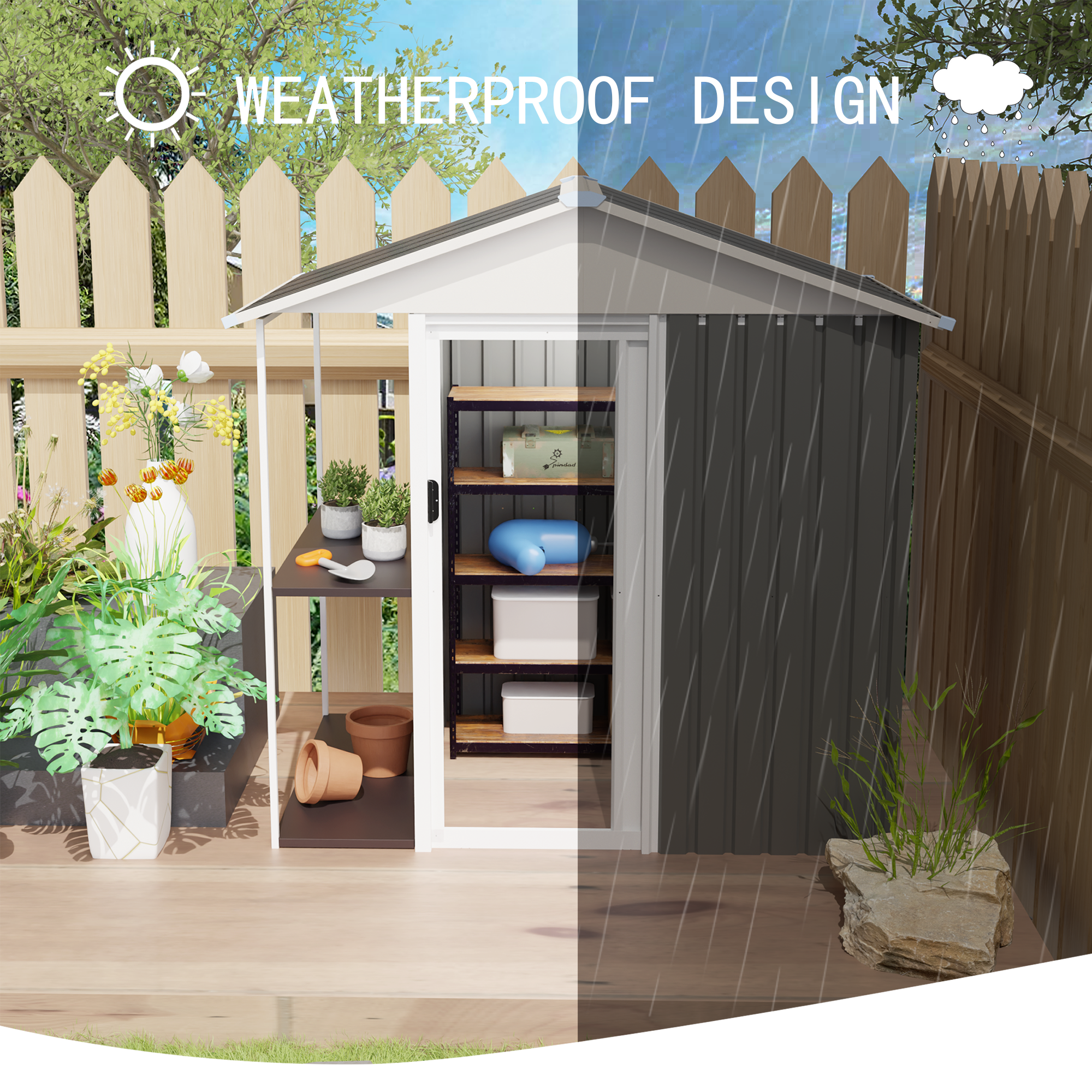6 x 4 Ft Outdoor Storage Shed with Rack by HouseOfZazla
