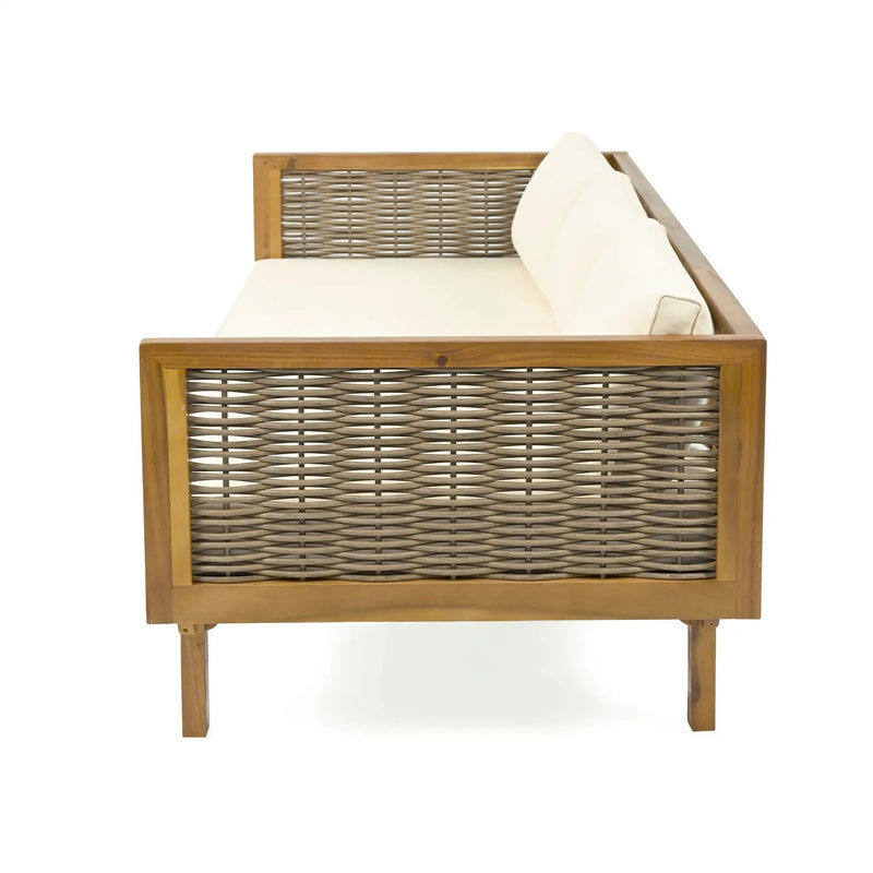 Claremont 3 Seater Daybed Teak Acacia Wood Water Resistant Cushions by HouseOfZazla