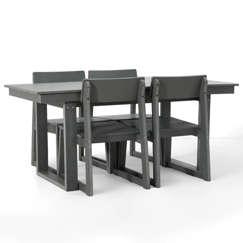 5 Piece Outdoor Dining Set, Table With Umbrella Hole And 4 Armrest Chairs by HouseOfZazla