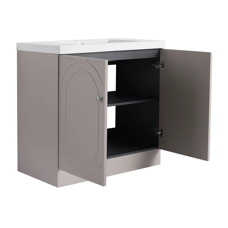 Contemporary Freestanding Bathroom Vanity With Resin Sink & Soft-Close Cabinet Doors by HouseOfZazla