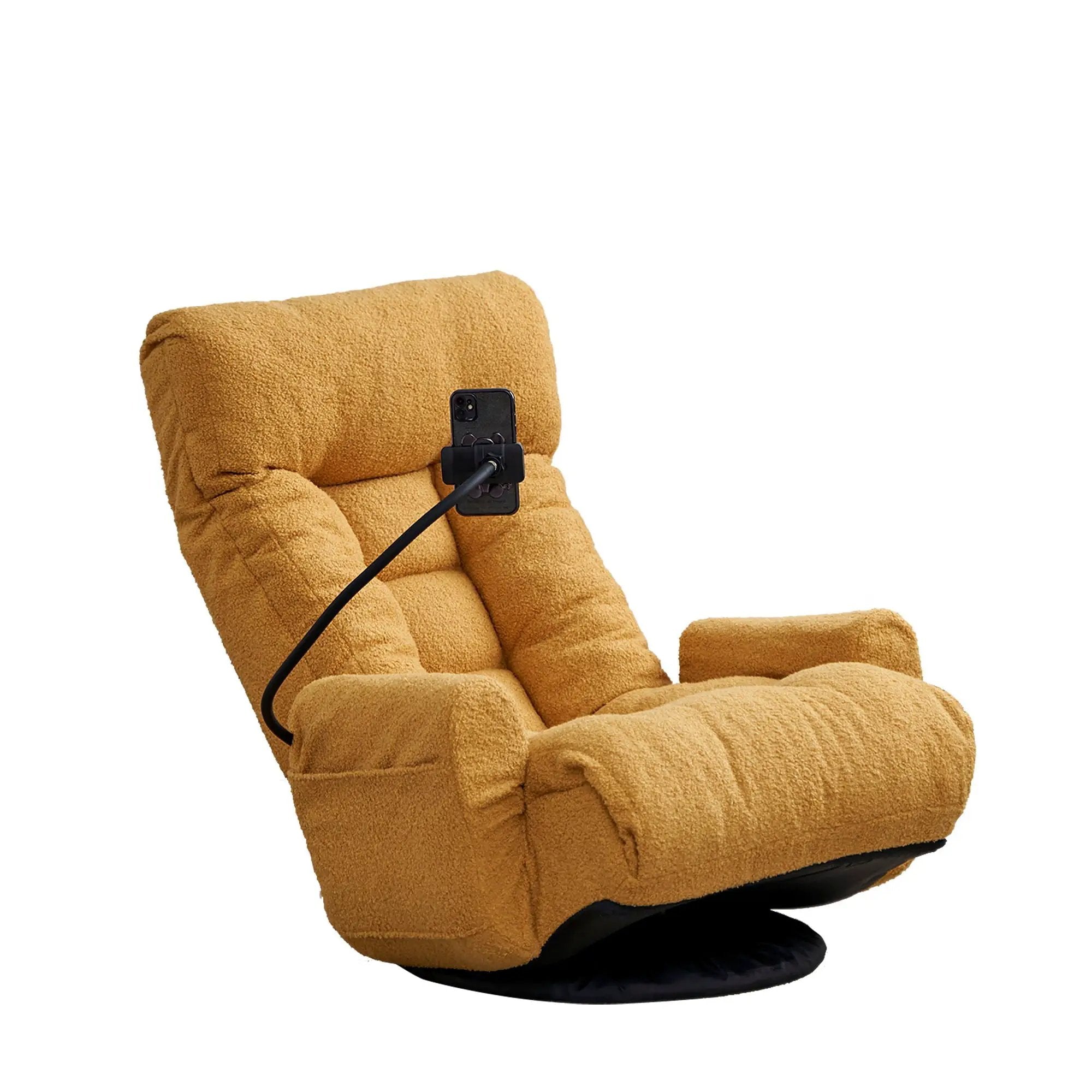 Adjustable Swivel Lounge Chair With 360 Degree Rotating Seat And Headrest Support by Unique Piece Furniture