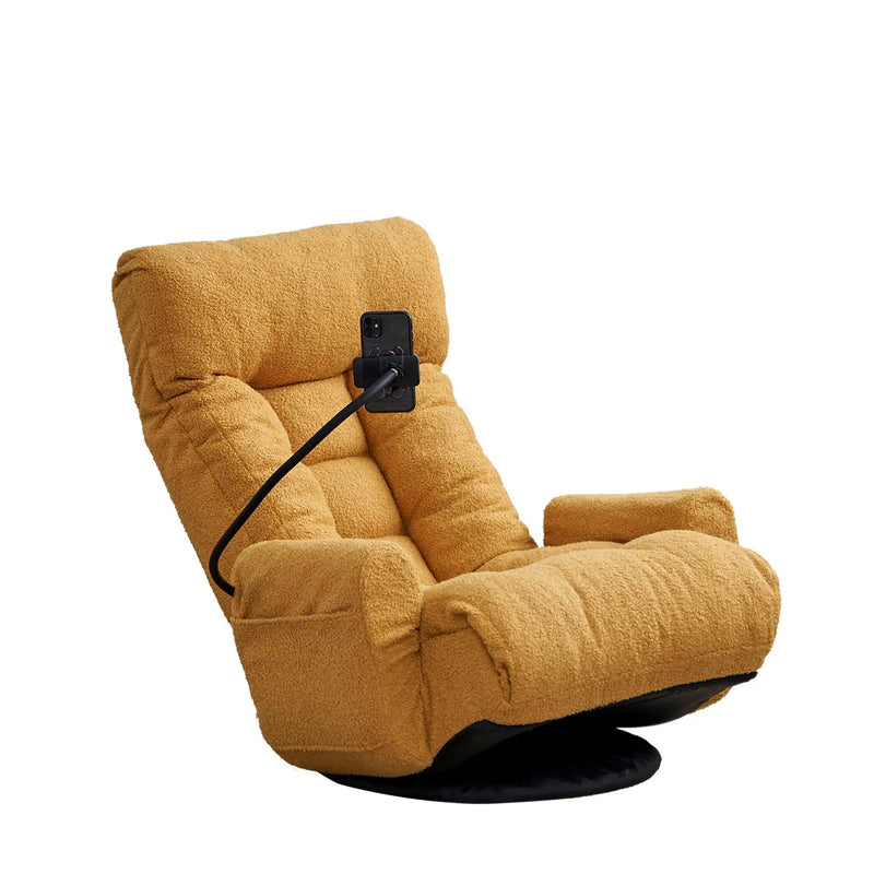 Adjustable Swivel Lounge Chair With 360 Degree Rotating Seat And Headrest Support by Unique Piece Furniture