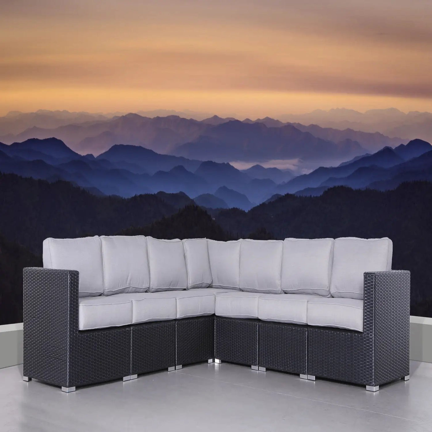 Luxurious Wicker Patio Sectional With Weather Resistant Sunbrella Cushions by Unique Piece Furniture