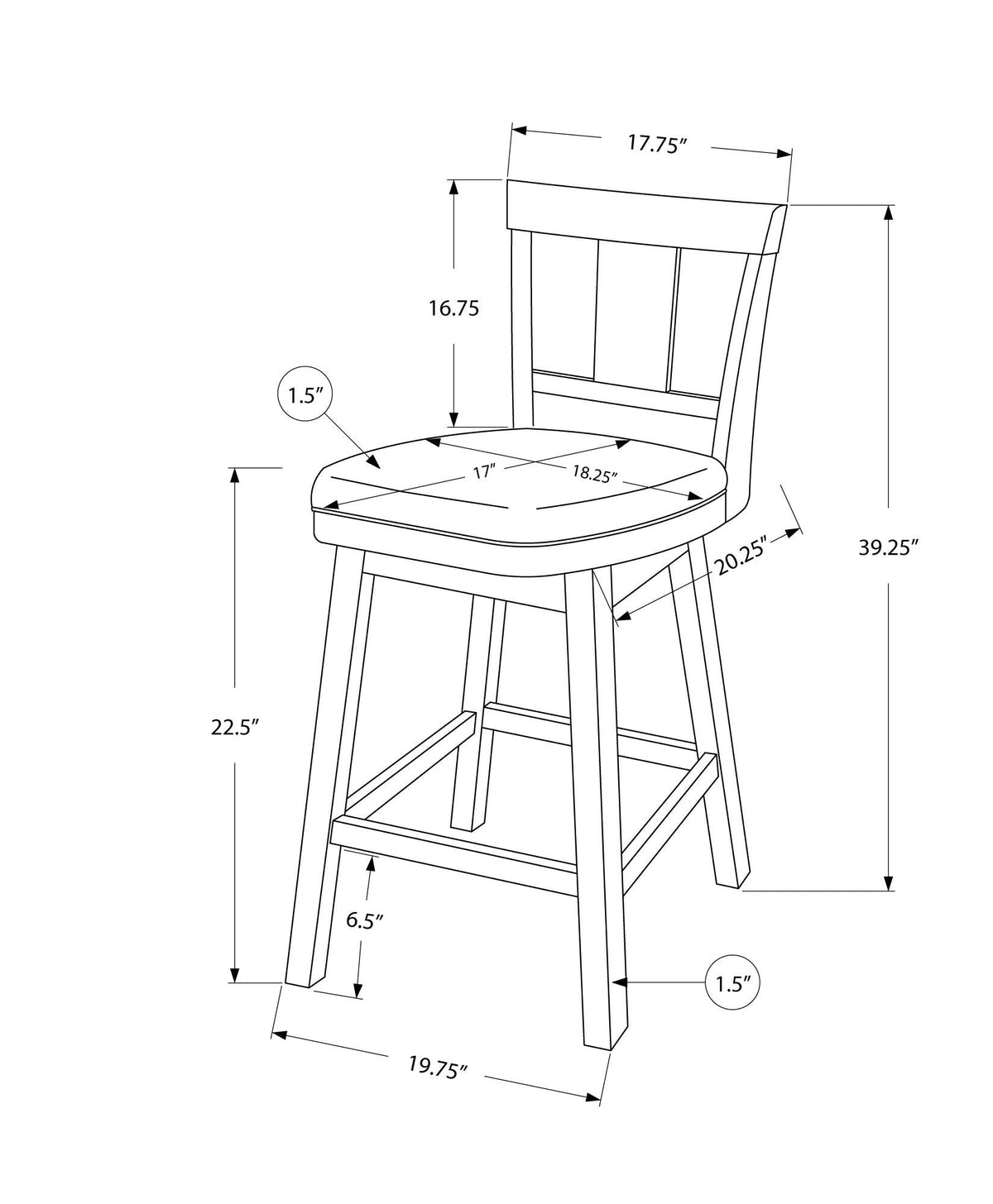 Swivel Bar Stool Counter Height, Transitional (Set of 2), photo 4 of 4