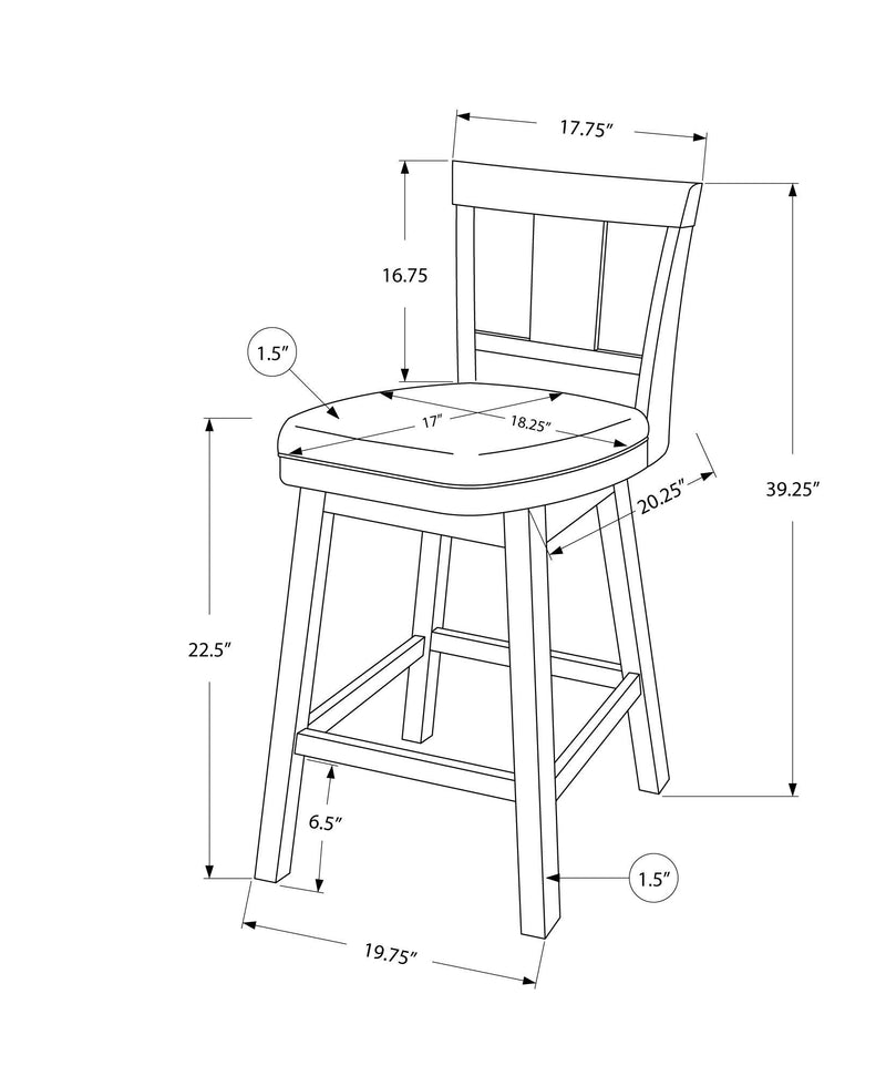 Swivel Bar Stool Counter Height, Transitional (Set of 2), photo 4 of 4