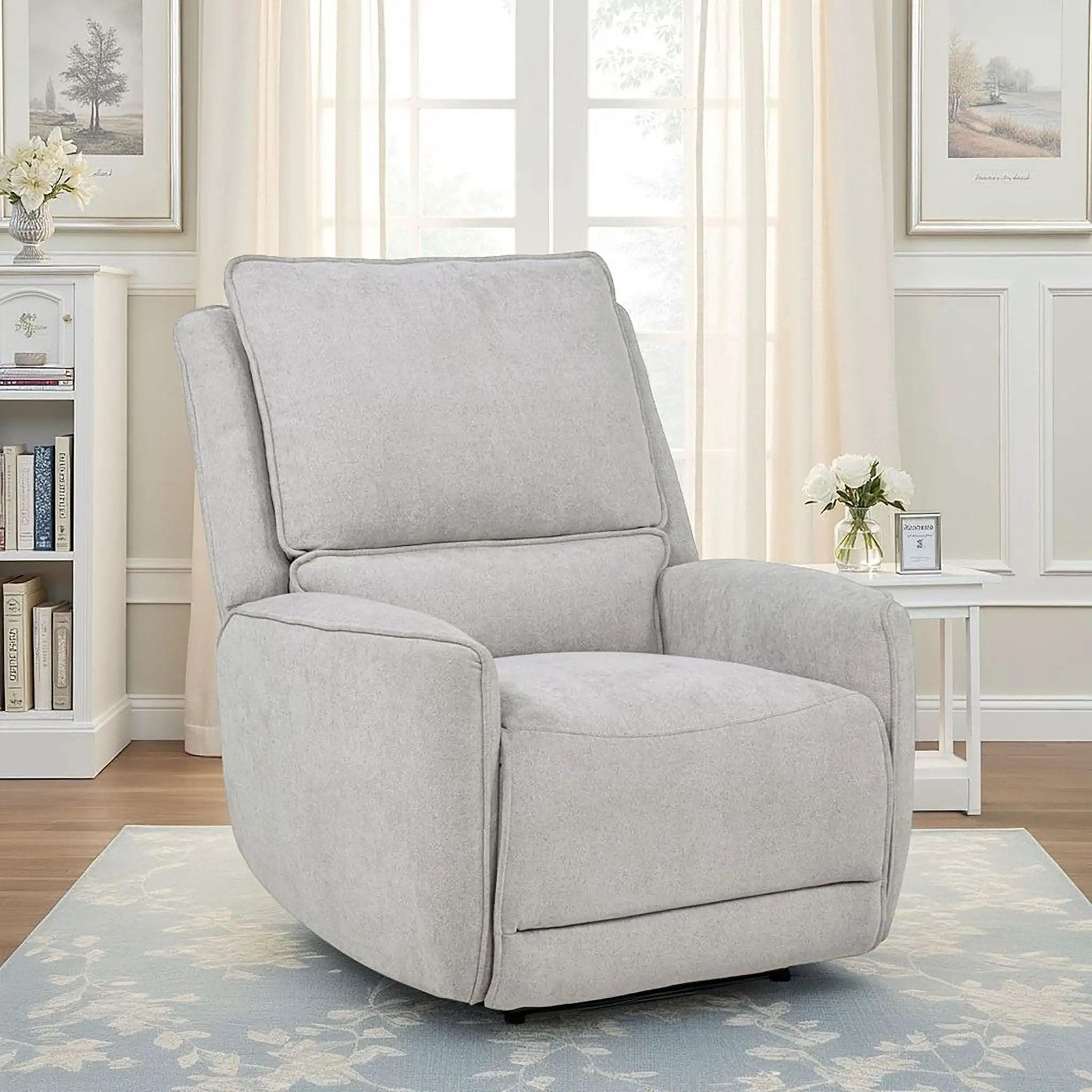 Sylmar Chenille Upholstered Power Recliner Dove Grey by Unique Piece Furniture