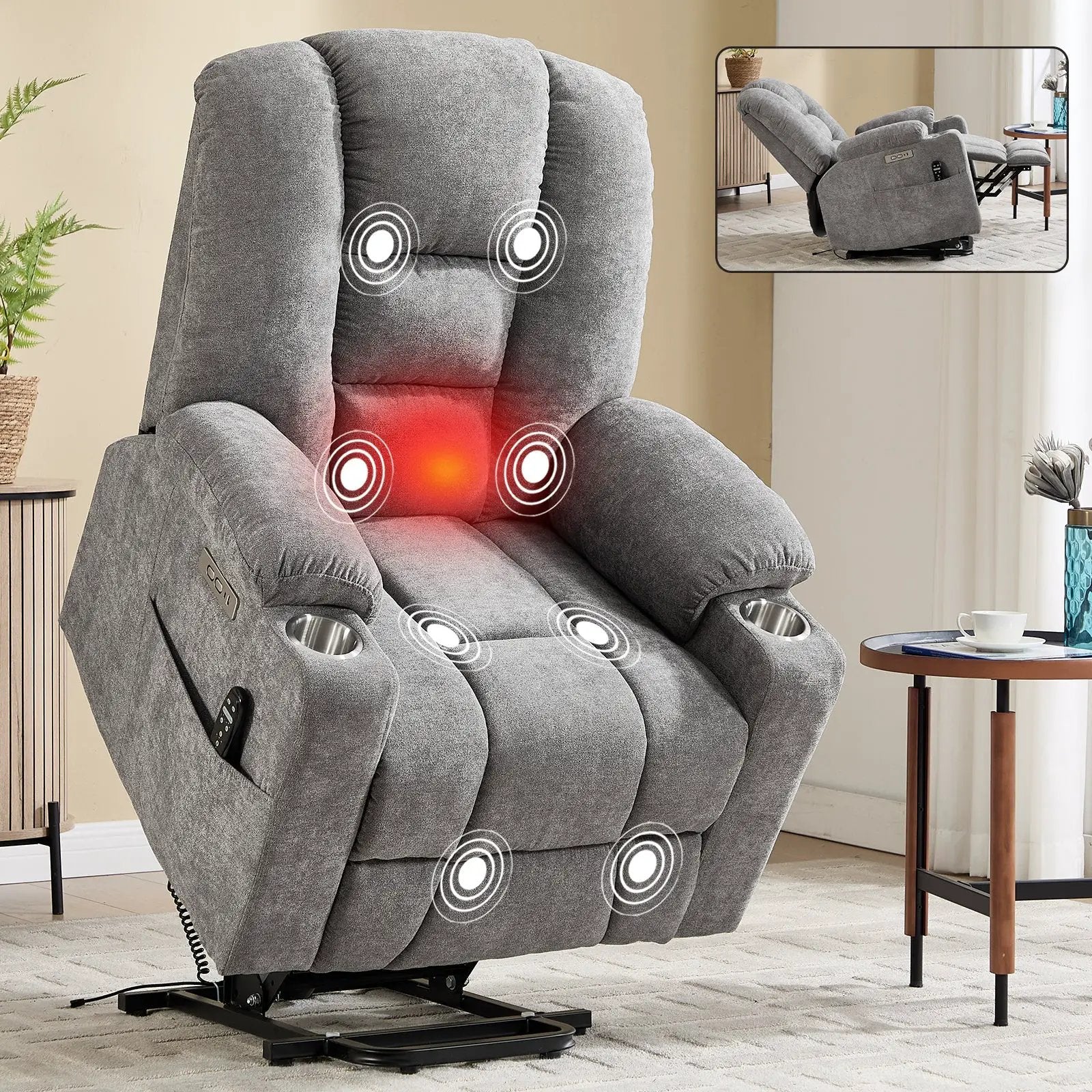Power Lift Recliner Chair with Massage and Heat by HouseOfZazla