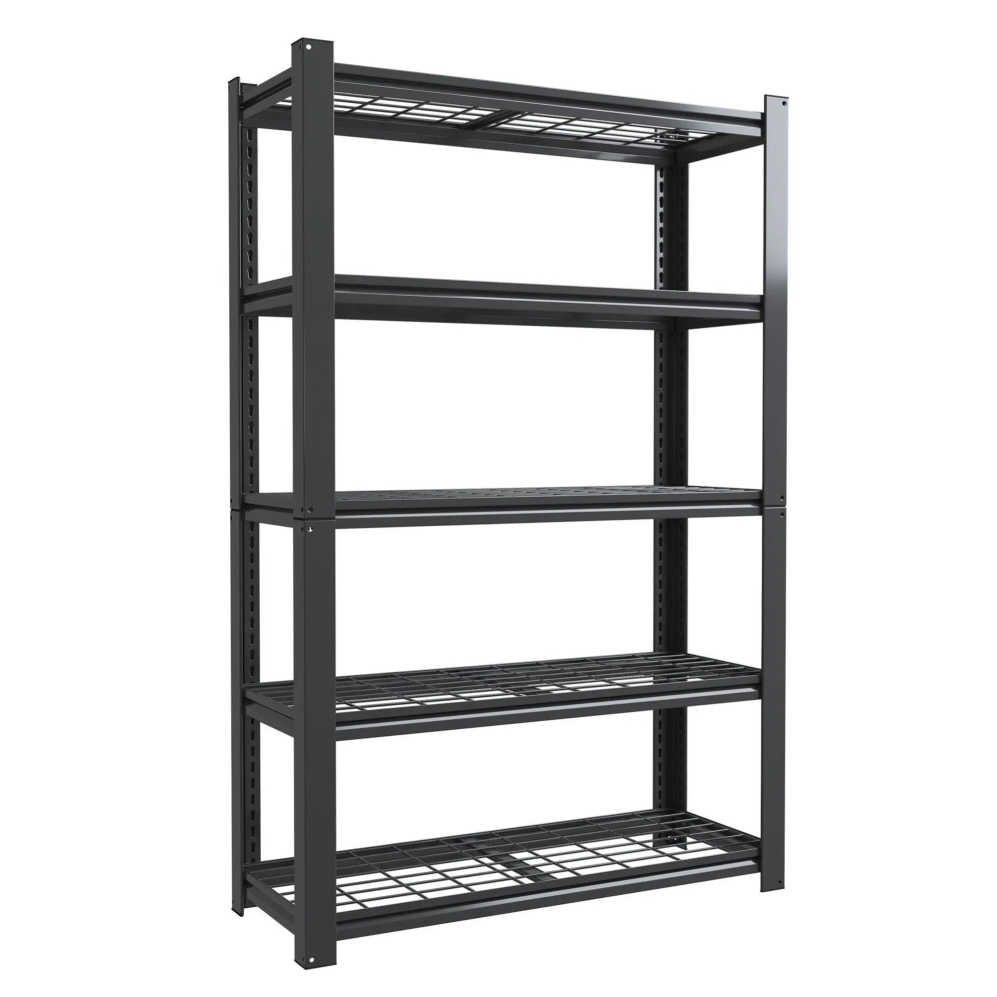 Heavy Duty 5 Tier Adjustable Metal Mesh Storage Rack With 2000 Lbs Capacity - Brushed Nickel by HouseOfZazla