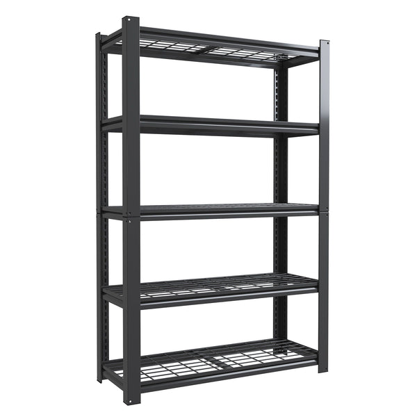 Heavy Duty 5 Tier Adjustable Metal Mesh Storage Rack With 2000 Lbs Capacity - Brushed Nickel