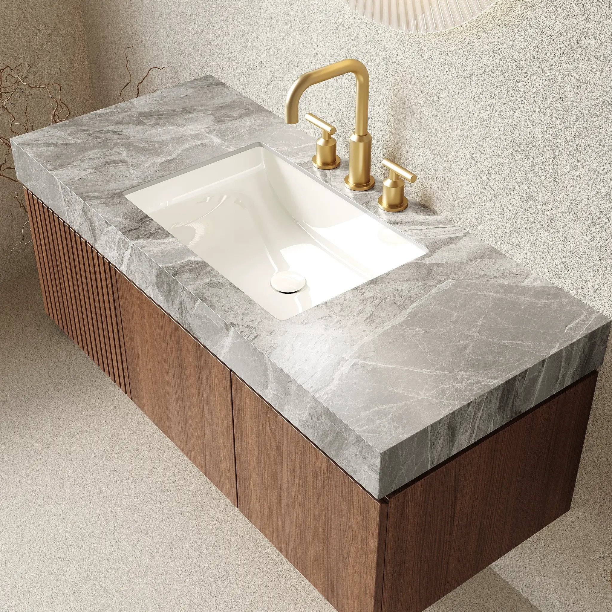 MURI 48" Bathroom Vanity & Sink, Floating Plywood Storage Cabinet by HouseOfZazla