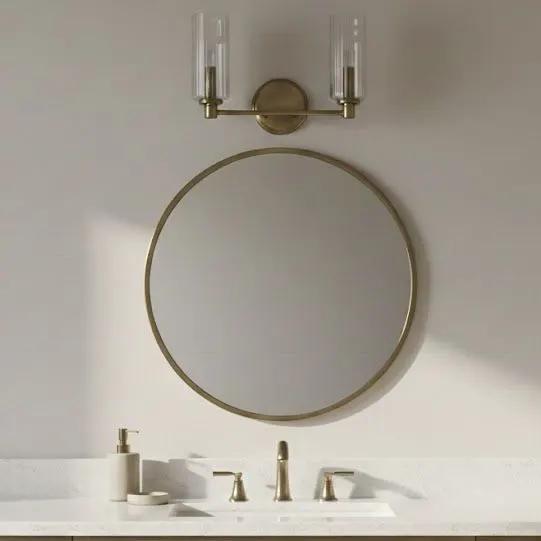 Regal - Double Light Vanity With Clear Ribbed Satin - Antique Brass / Clear by HouseOfZazla