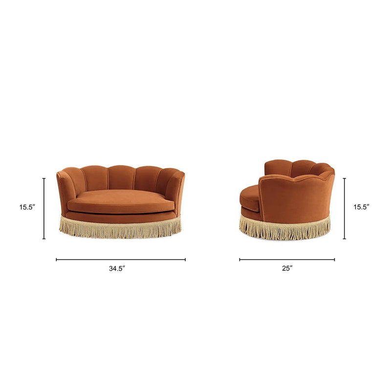 Clara 34.5" Scalloped Pet Sofa Bed, Medium, Burnt by HouseOfZazla