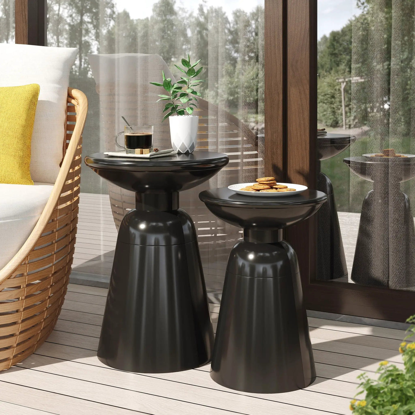 Serenita Outdoor Side Tables With Flared Design (Set of 2) by HouseOfZazla