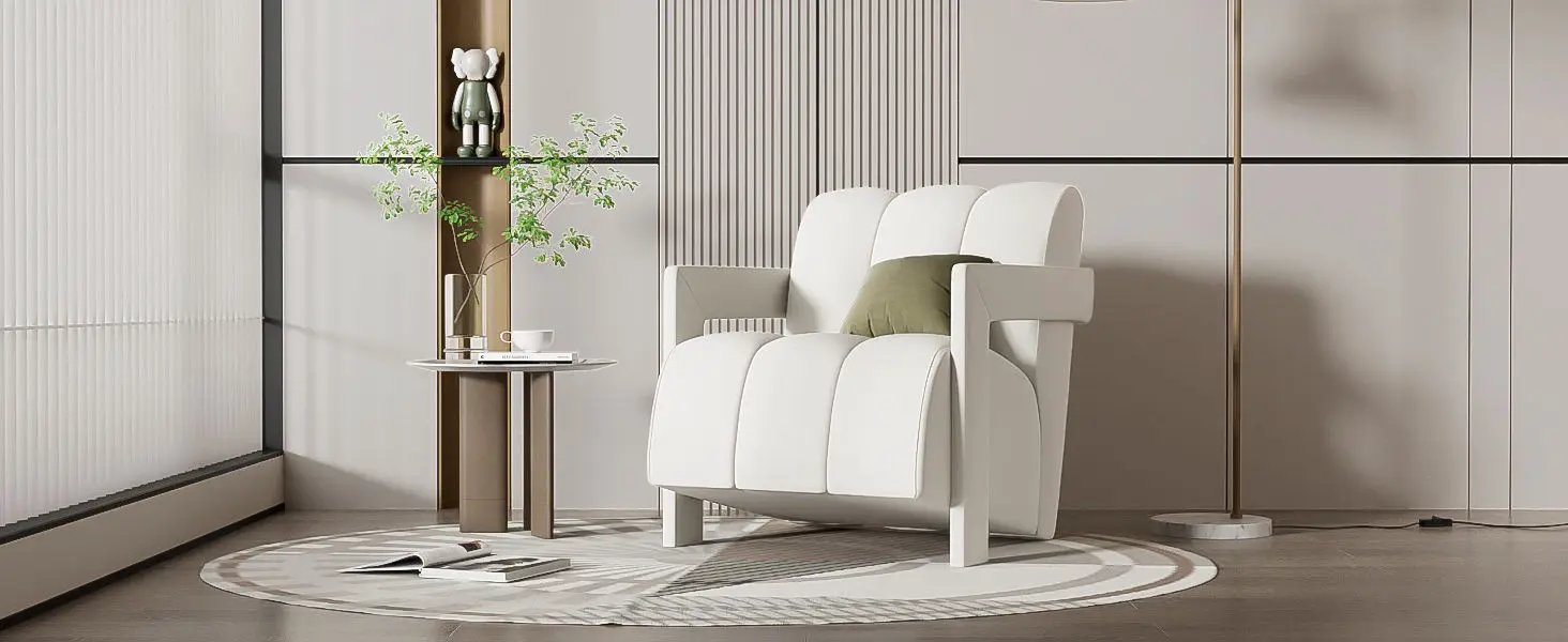 Modern Minimalist Leisure Armchair With L Shaped Armrests by HouseOfZazla
