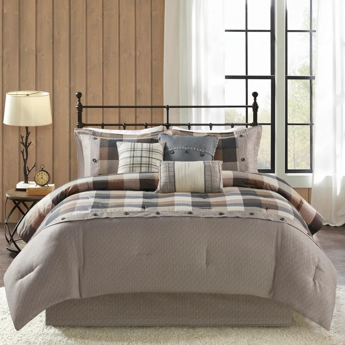 7 Piece Herringbone Comforter Set Neutral King by HouseOfZazla