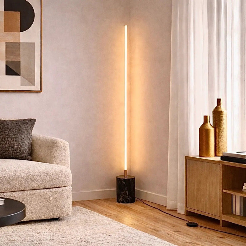 Prism - LED Floor Lamp With On / Off Switch Base - Gold / Marble by HouseOfZazla
