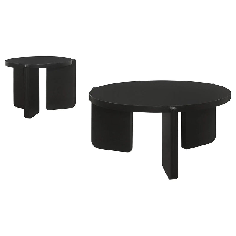 Cordova 2-piece Solid Wood Coffee and End Table Set Black by Unique Piece Furniture