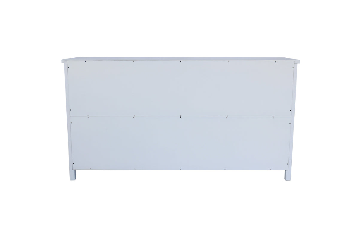 60" White Accent Cabinet with 4 Doors - Rustic Wood Sideboard for Home Organization, photo 10 of 10