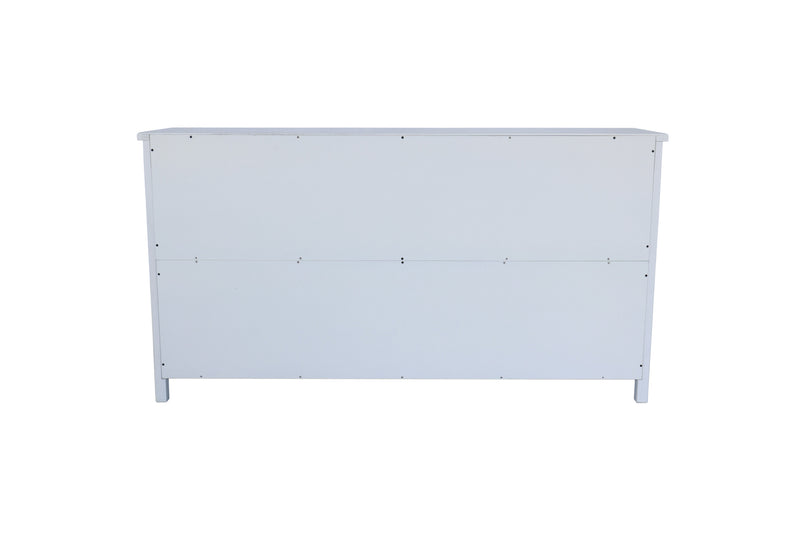 60" White Accent Cabinet with 4 Doors - Rustic Wood Sideboard for Home Organization, photo 10 of 10