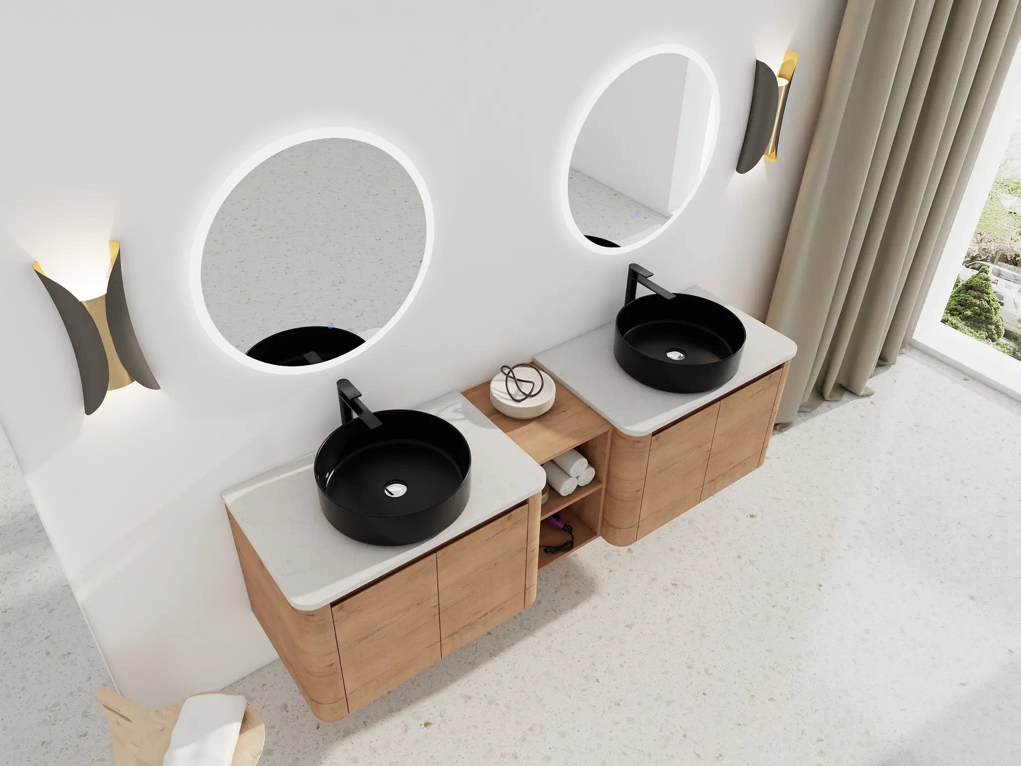 72" Wall-Mounted Bathroom Vanity With Ceramic Art Sink by HouseOfZazla