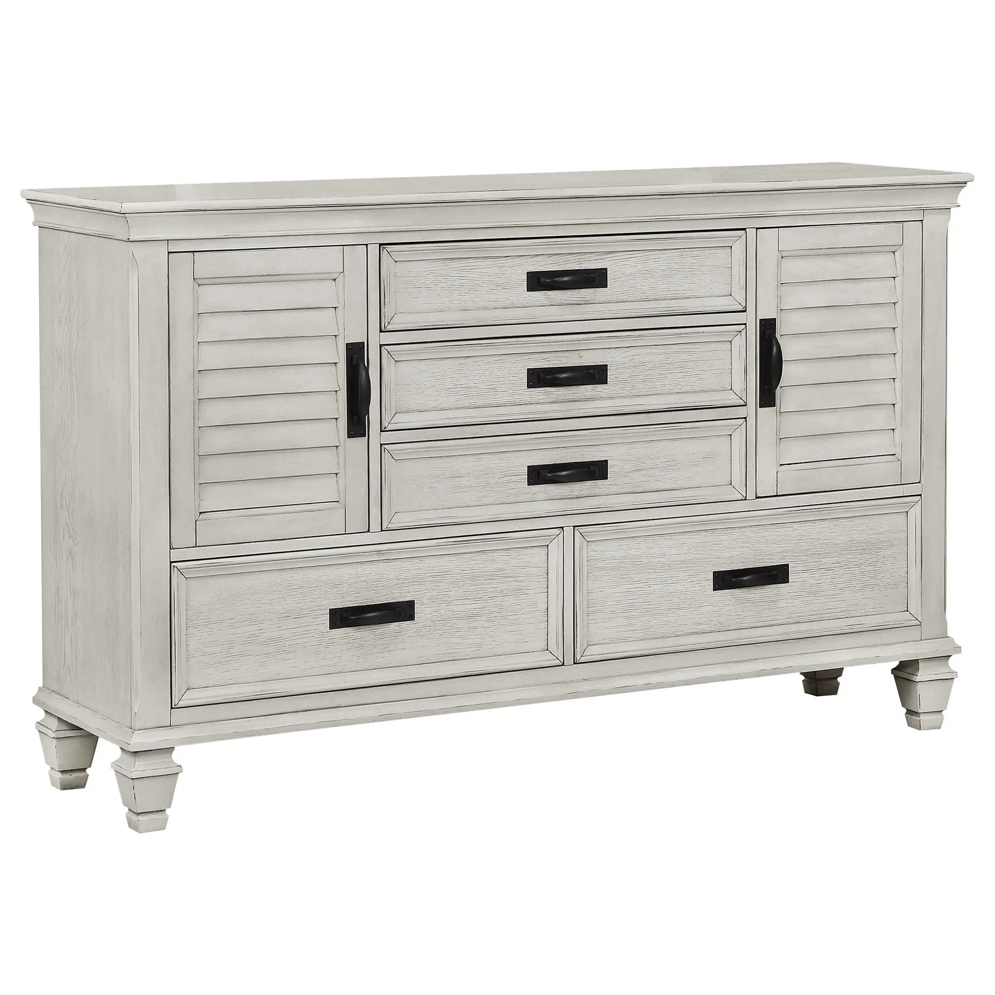 Franco 5-piece Eastern King Bedroom Set Distressed White by Unique Piece Furniture
