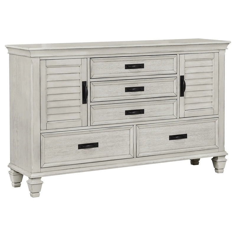 Franco 5-piece Eastern King Bedroom Set Distressed White by Unique Piece Furniture