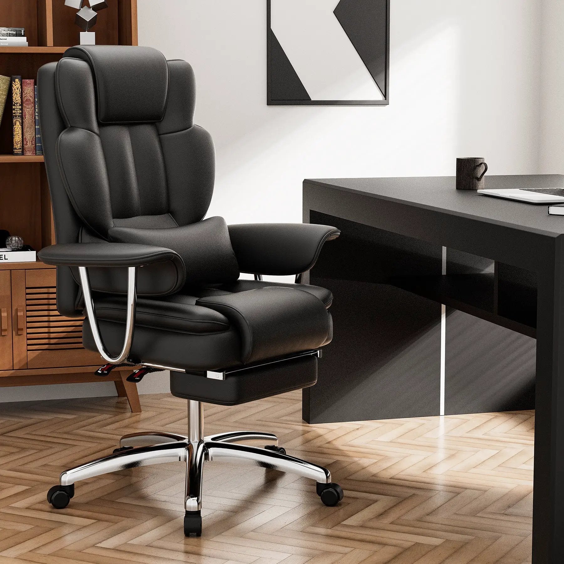 Big and Tall Executive Office Chair with Footrest - Black by HouseOfZazla