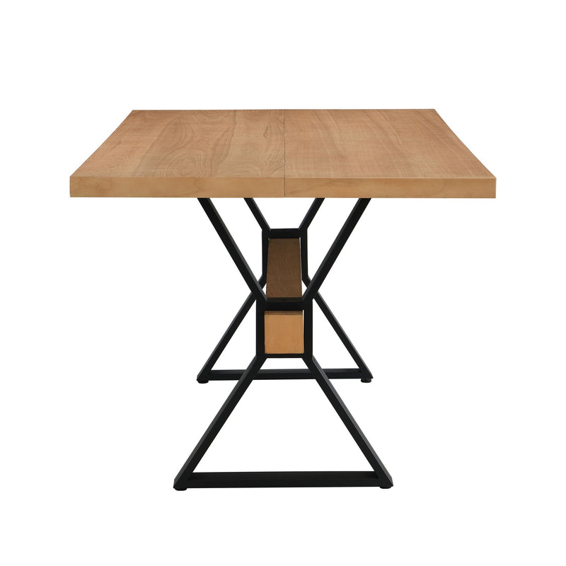 Farmhouse Style X Shaped Legs Dining Table With Metal - Natural by HouseOfZazla