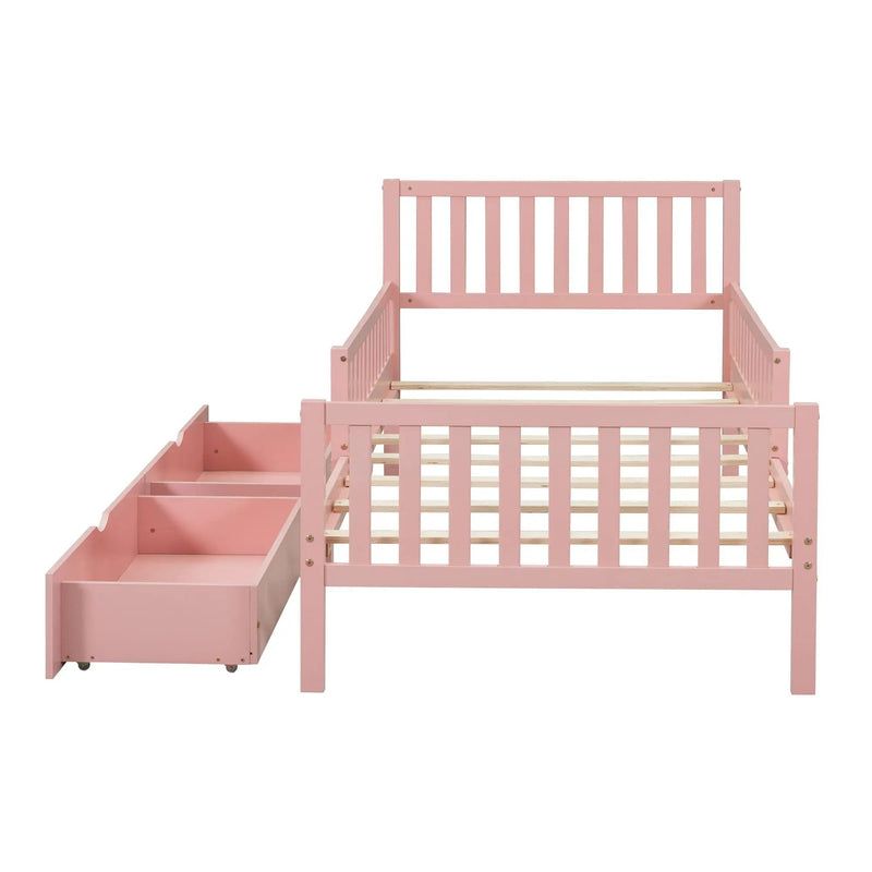 Platform Bed With Guardrails On Both Sides And 2 Storage Drawers by Unique Piece Furniture