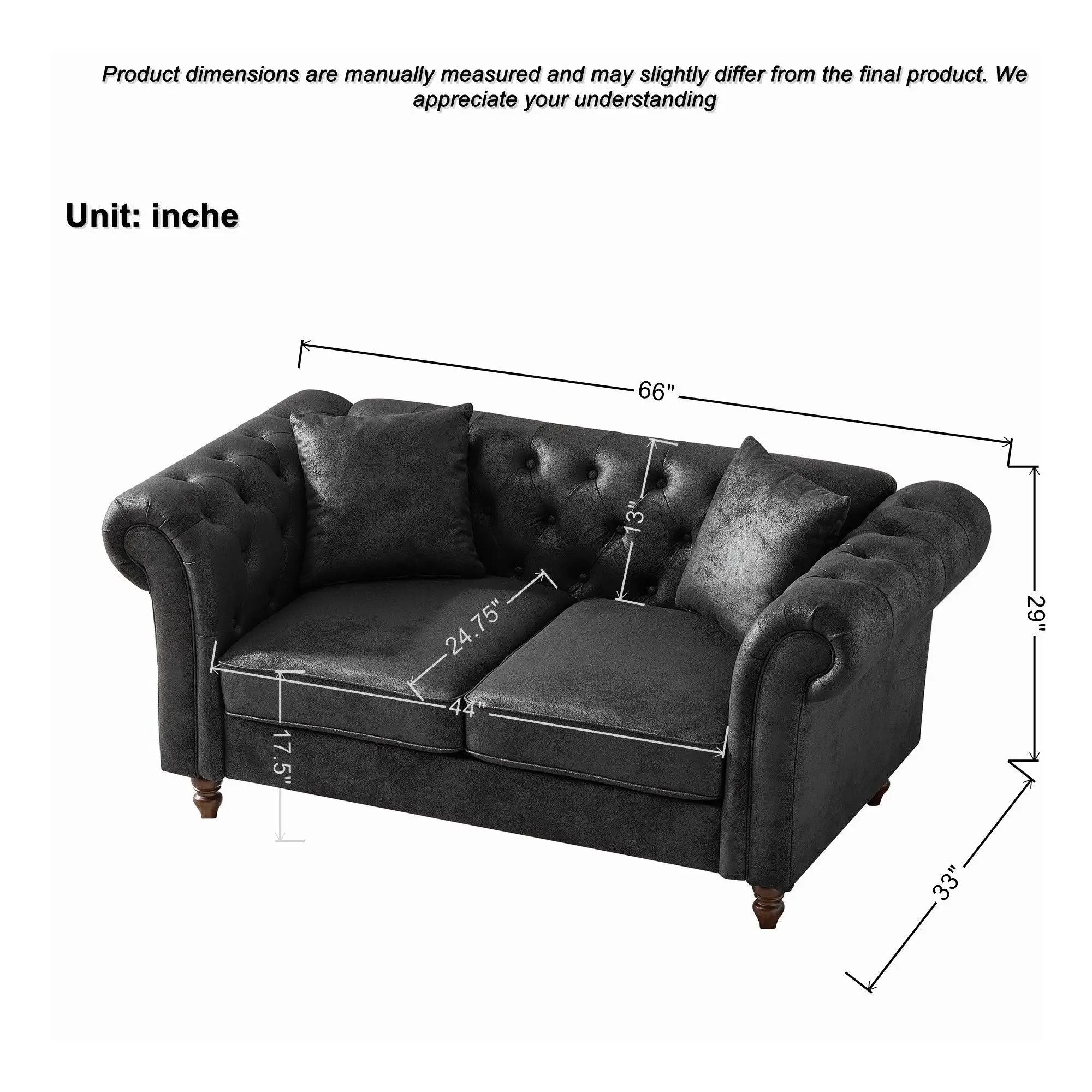 Chesterfield 3 And 2 Seater Sofa Set, High Tech Fabric Upholstered Couch For Living Room by Unique Piece Furniture