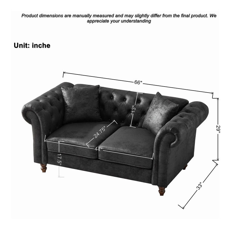 Chesterfield 3 And 2 Seater Sofa Set, High Tech Fabric Upholstered Couch For Living Room by Unique Piece Furniture