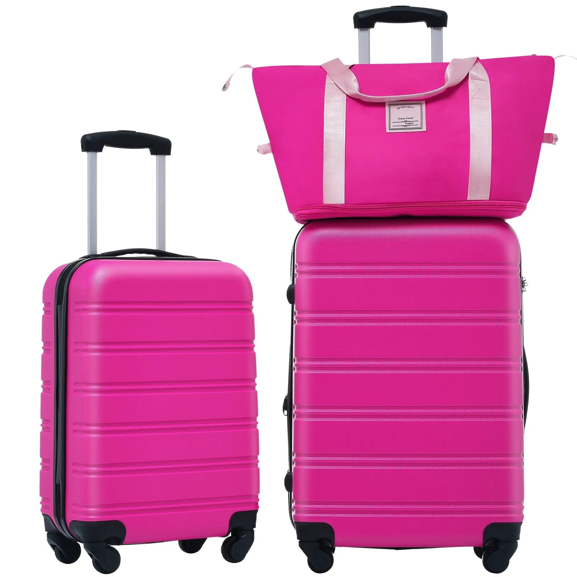 Hardshell Luggage Sets 2 Pieces + Bag Spinner Suitcase With TSA Lock Lightweight - Pink by HouseOfZazla