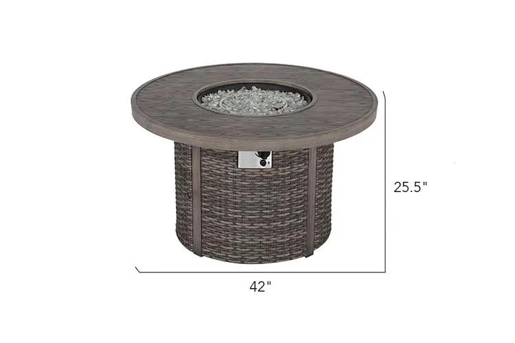 Tenaya Round Wicker Fire Pit Table – Wood-Grain 42" by Outdoor-USA®