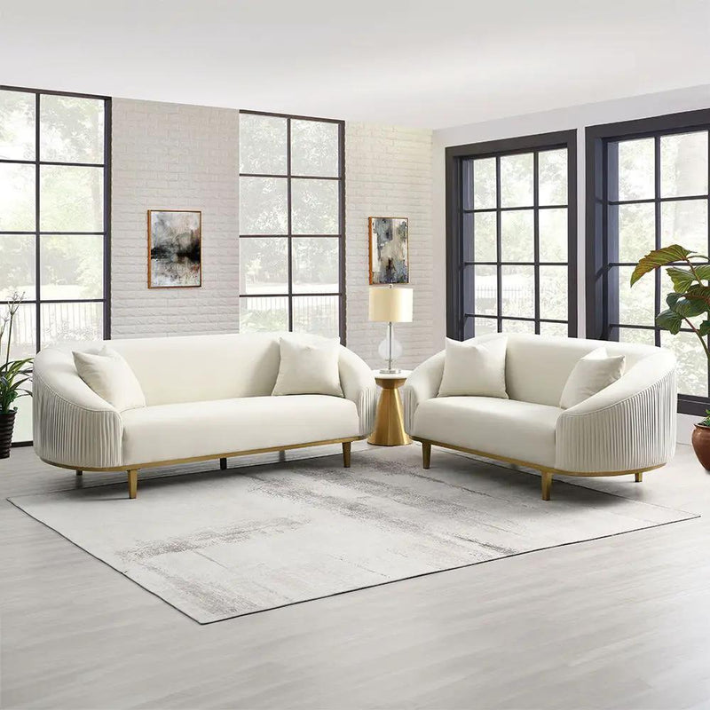 Martina - Loveseat With 2 Pillows - Ivory Velvet by Unique Piece Furniture